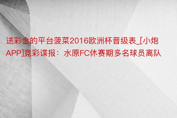 送彩金的平台菠菜2016欧洲杯晋级表_[小炮APP]竞彩谍报：水原FC休赛期多名球员离队