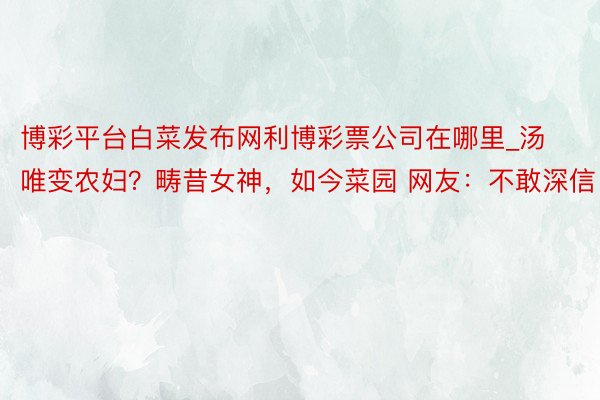 博彩平台白菜发布网利博彩票公司在哪里_汤唯变农妇？畴昔女神，如今菜园 网友：不敢深信